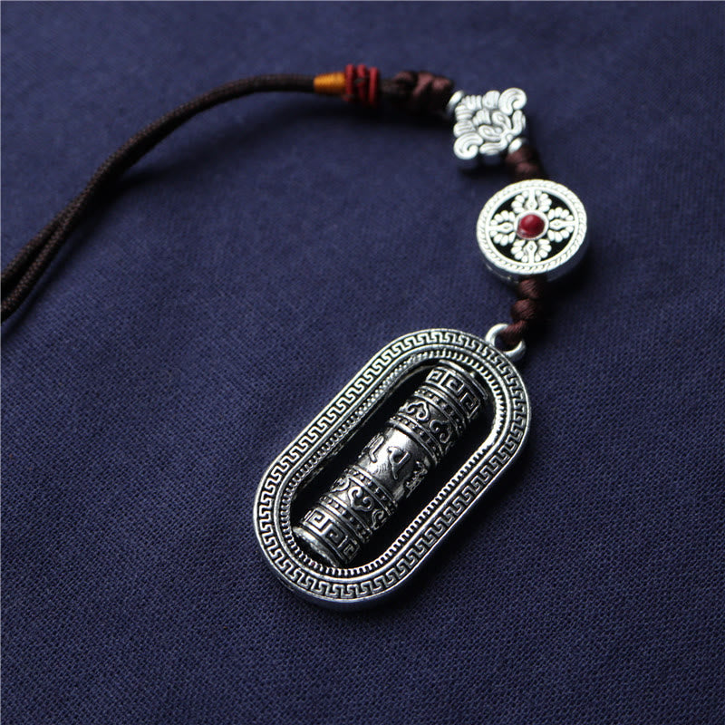 Rueda de oración Tíbet Om Mani Padme Hum, decoración colgante giratoria para coche, paz