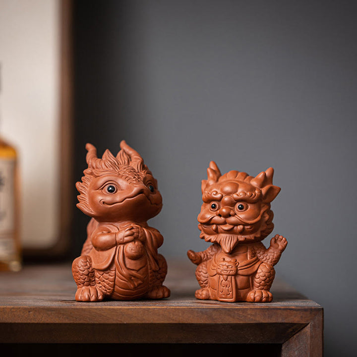 Buddha Stones, dragón de la suerte, riqueza, té, mascota, figura decorativa de arcilla púrpura, decoración