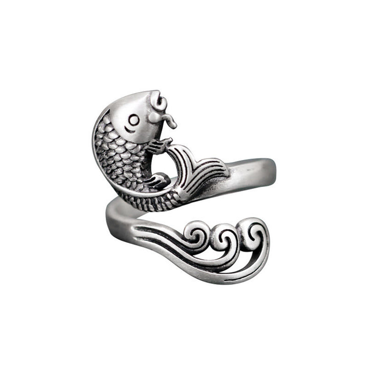 Anillo de plata de ley 925 con Buddha Stones , pez koi, ondulación de agua, suerte y riqueza - image 13