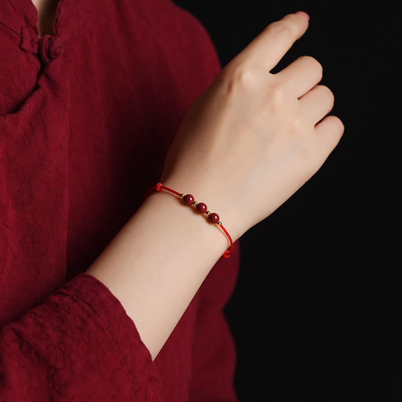 Pulsera tobillera con cuentas de cinabrio de la suerte naturales con Buddha Stones