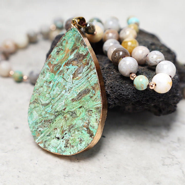 Collar curativo con cuentas de jaspe Picasso del océano natural de Buddha Stones