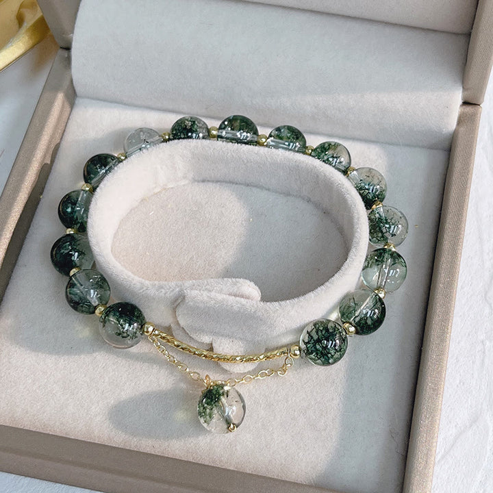 Pulsera con dije de confianza de cristal fantasma verde de Buddha Stones