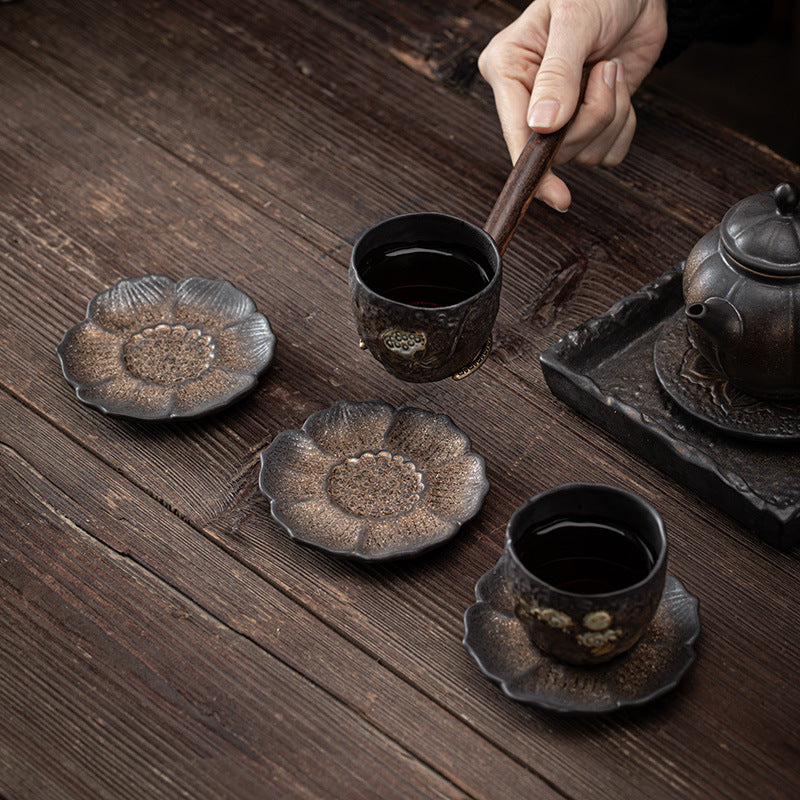 Tapete para Taza de cerámica con diseño de flor de loto Vintage , Buddha Stones, posavasos para taza de té, tapete para té de Kung Fu