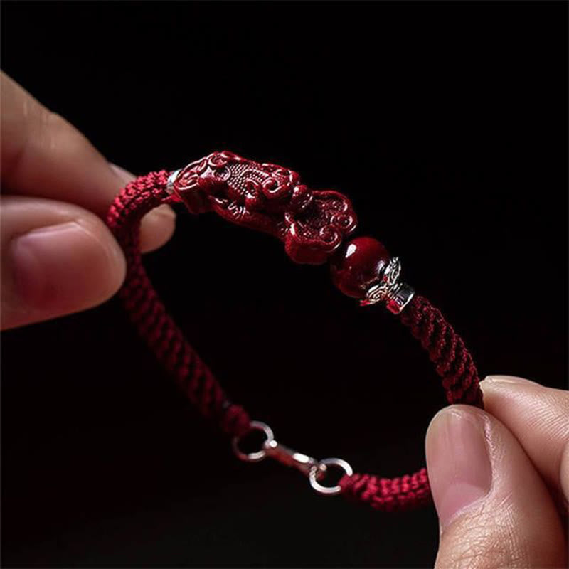 Pulsera trenzada de cinabrio PiXiu hecha a mano con Buddha Stones - image 3