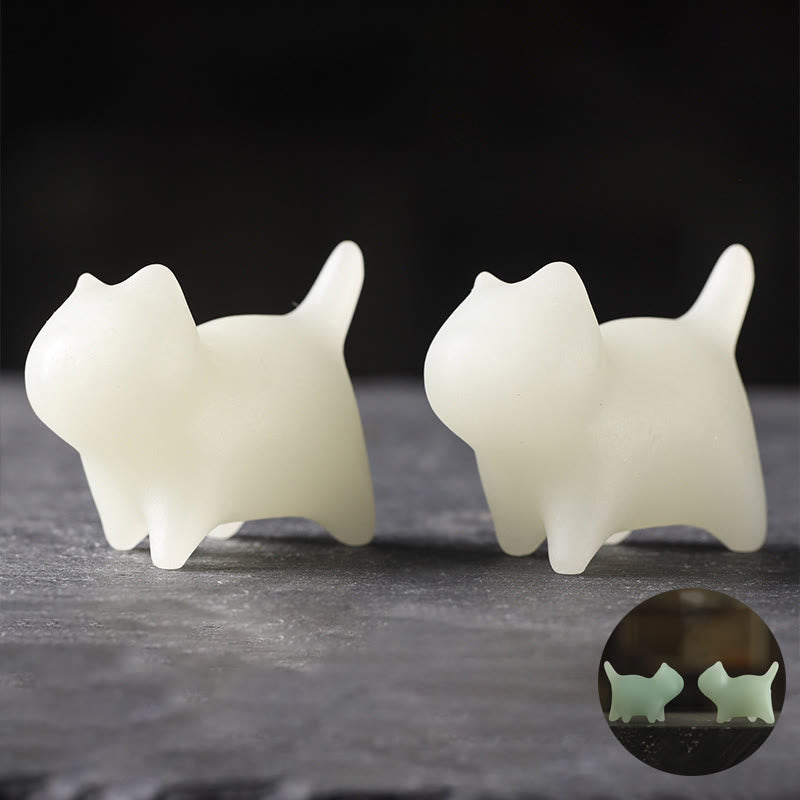 Buddha Stones, 2 uds., Mini gato lindo, piedra luminosa, gato de la suerte, decoración energética - 4,4 x 3,5 x 2,3 cm (2 piezas de gato) - image 1