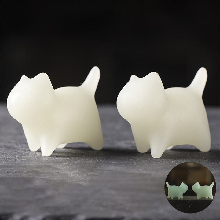 Buddha Stones, 2 uds., Mini gato lindo, piedra luminosa, gato de la suerte, decoración energética - 4,4 x 3,5 x 2,3 cm (2 piezas de gato) - image 1