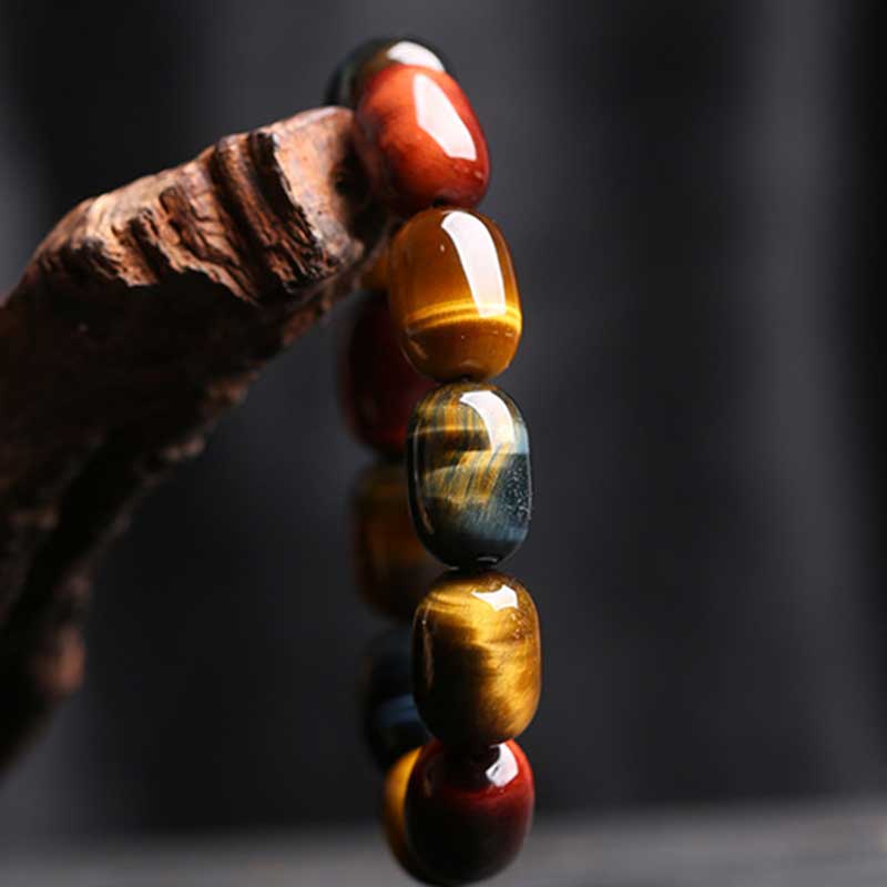 Pulsera de protección curativa de ojo de tigre natural con Buddha Stones