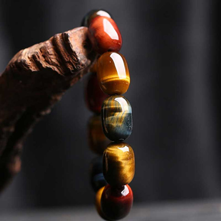 Pulsera de protección curativa de ojo de tigre natural con Buddha Stones