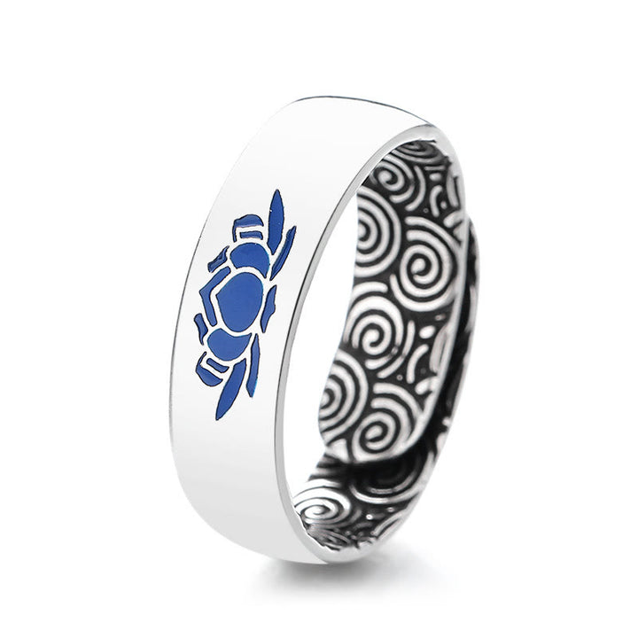 Anillo de iluminación de cobre con nubes auspiciosas de loto azul tibetano con Buddha Stones
