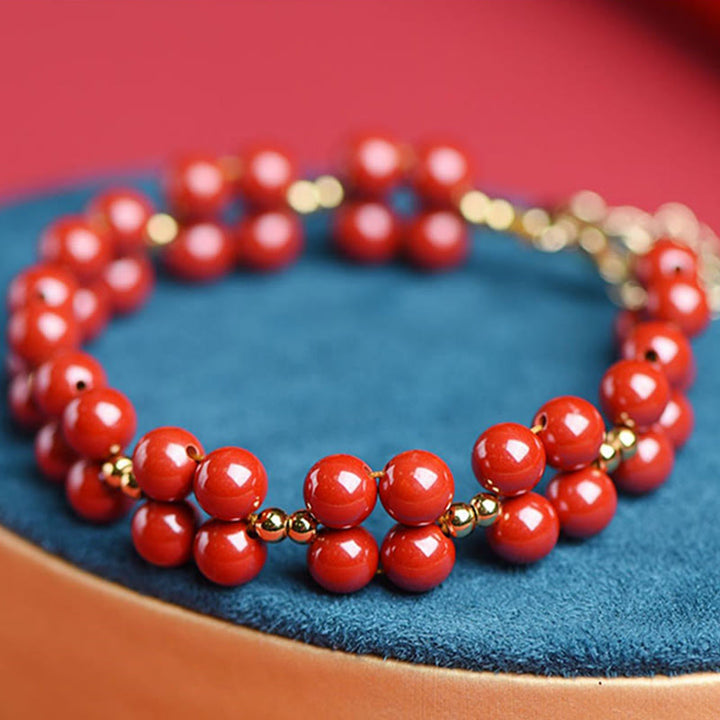 Pulsera de bendición con cuentas de cinabrio natural de Buddha Stones