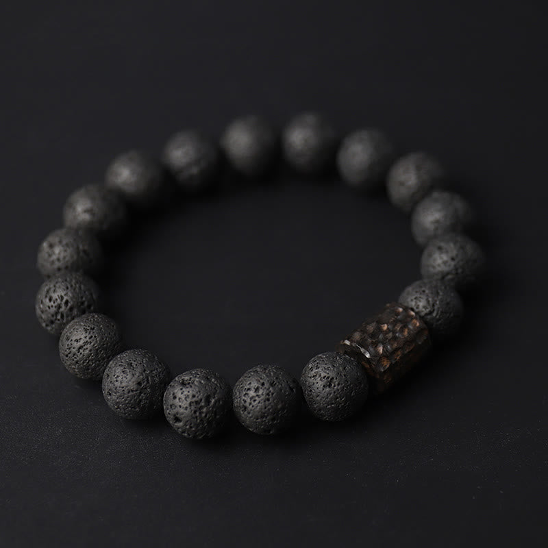 Pulsera curativa con soporte de ojo de tigre, madera de ébano, roca de lava , Buddha Stones