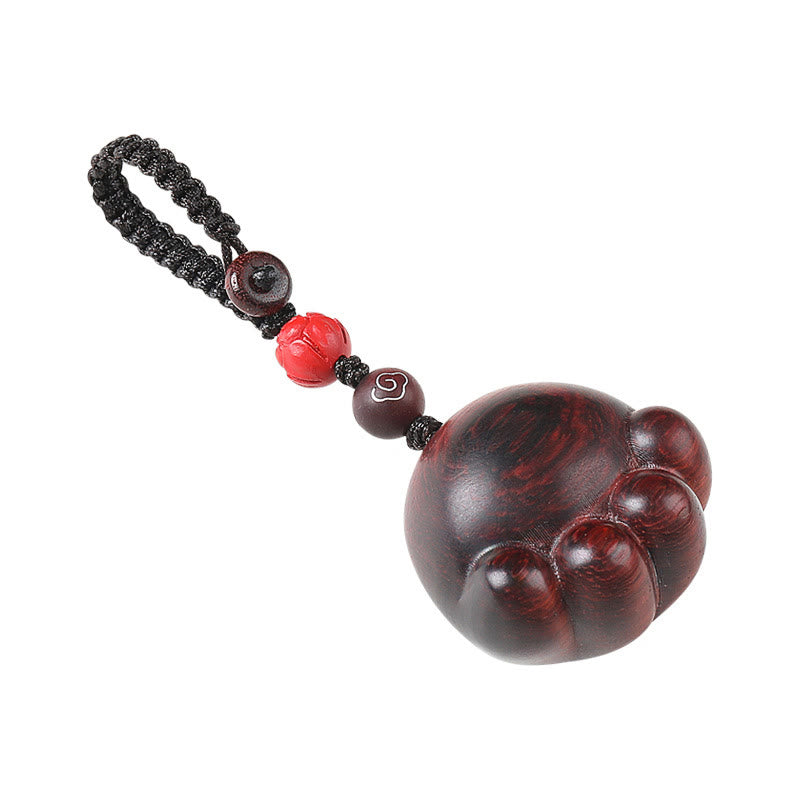Buddha Stones hoja pequeña sándalo rojo sándalo verde madera de ébano gato de la suerte garra protección llavero