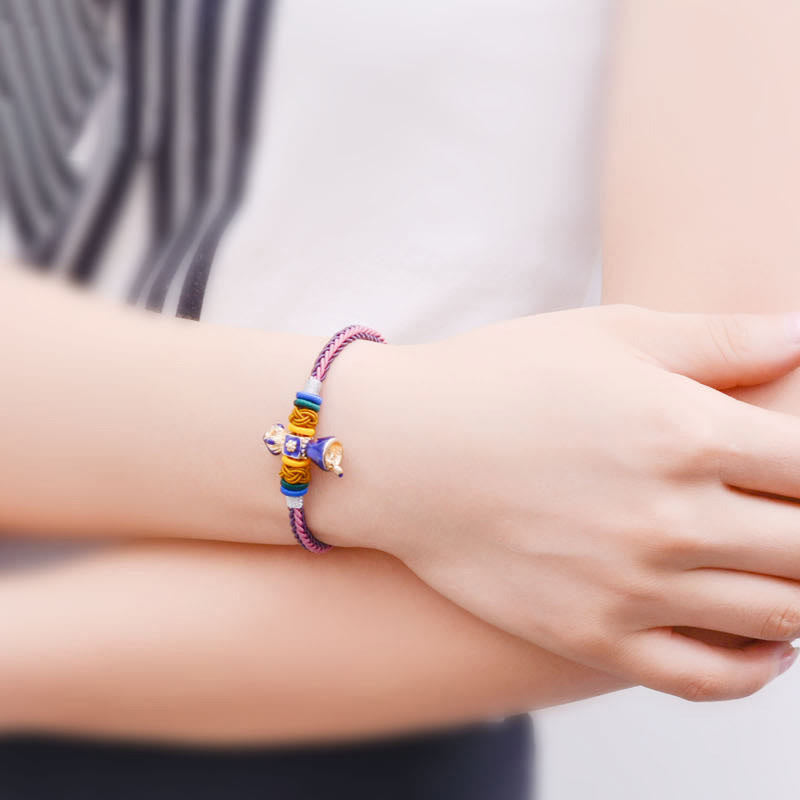 Pulsera tibetana hecha a mano Dorje Vajra fuerza ocho hilos cuerda