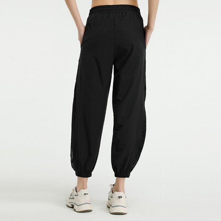 Pantalones deportivos de yoga sueltos de cintura alta con Buddha Stones y bolsillos