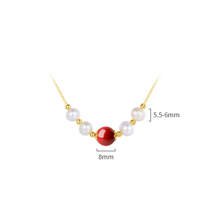 Collar con colgante de cadena de cuentas curativas de sinceridad con perlas de cinabrio de plata de ley 925 con Buddha Stones
