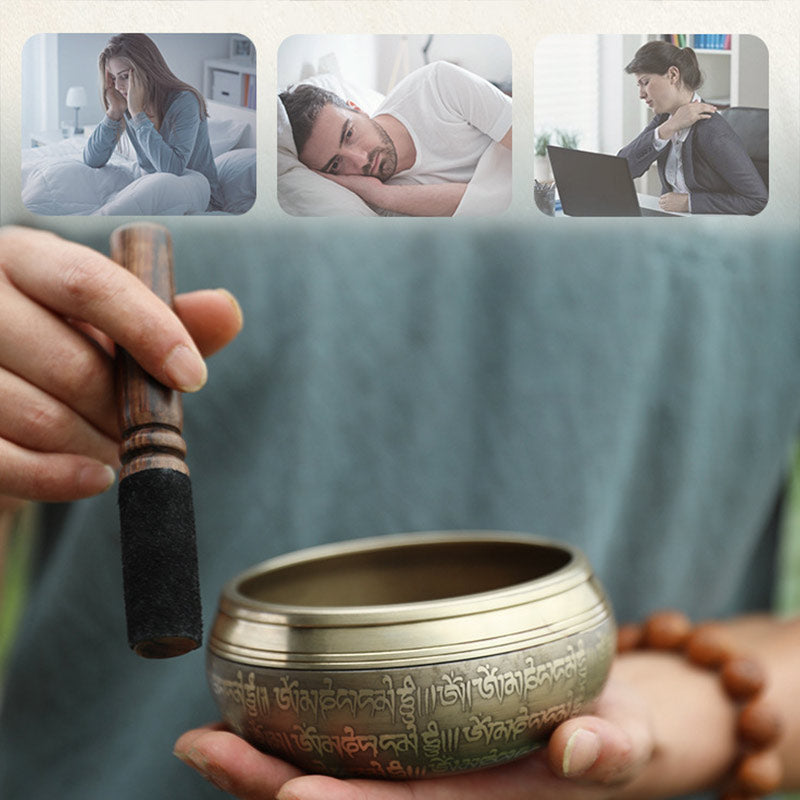 Cuenco de sonido tibetano hecho a mano para concentración y meditación, juego de cuencos para cantar, felicidad pacífica