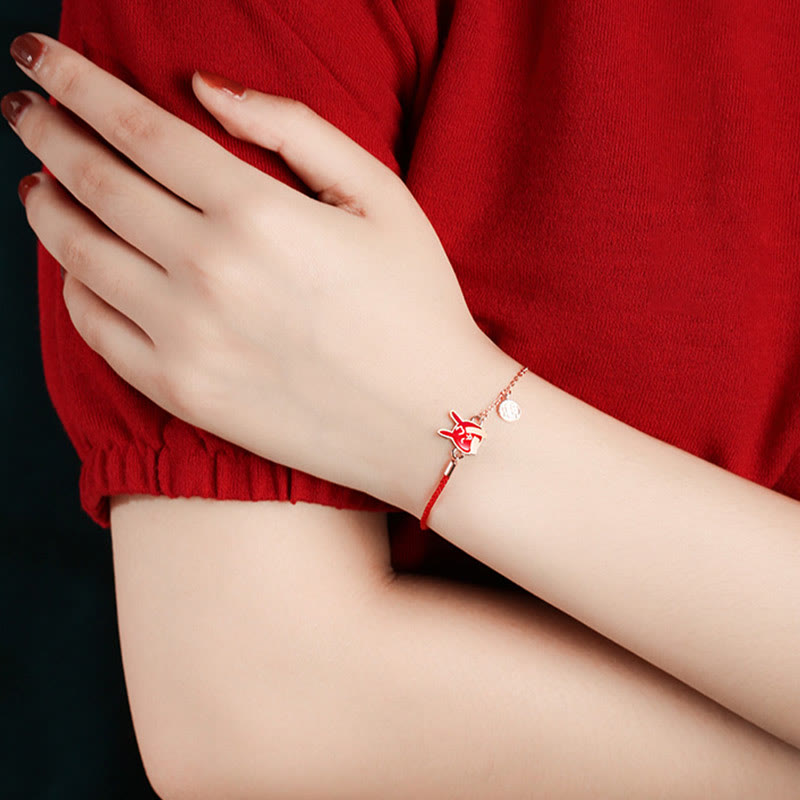 Pulsera de cadena de hilo rojo con protección de la suerte del zodiaco chino que cambia de color de Plata de Ley 925 con Buddha Stones - image 17