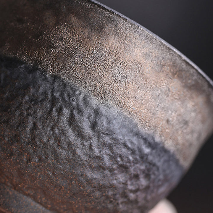 Taza de té de cerámica con textura de rayas marrones simples , Buddha Stones, tazón de taza de té de Kung Fu