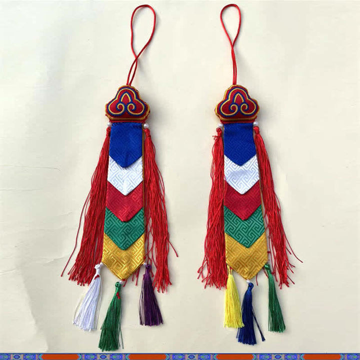 Flor de loto Ocho símbolos auspiciosos Meditación Iluminación Borlas coloridas Arte de pared