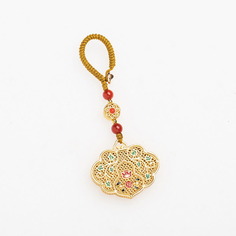Llavero con cerradura de Buddha Stones de buenos deseos, personaje de Fu, bendición de la suerte