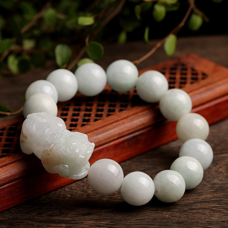 Pulsera de la suerte de Jade PiXiu, Buddha Stones Fengshui, riqueza, prosperidad