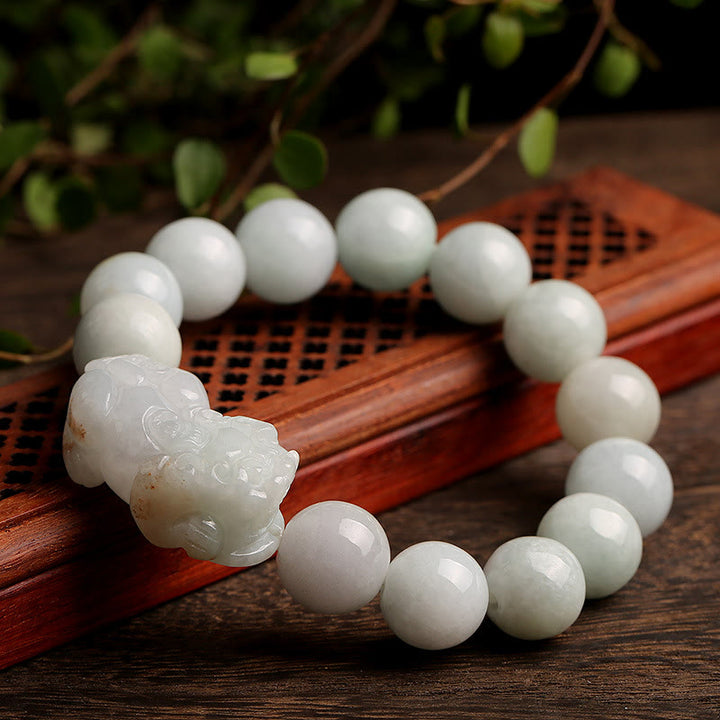 Pulsera de la suerte de Jade PiXiu, Buddha Stones Fengshui, riqueza, prosperidad