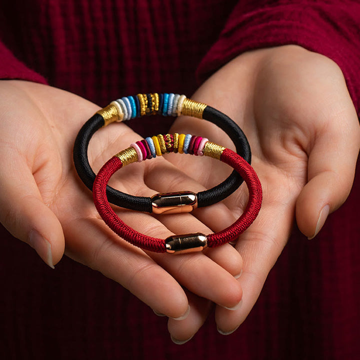 Pulsera trenzada con hebilla magnética hecha a mano con nudo King Kong tibetano de Buddha Stones