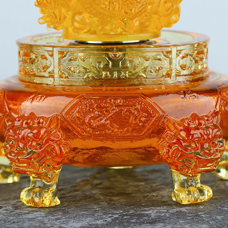 Buddha Stones Feng Shui dragón auspicioso hecho a mano Liuli cristal giratorio pieza de arte suerte decoración de la Oficina del hogar - image 9