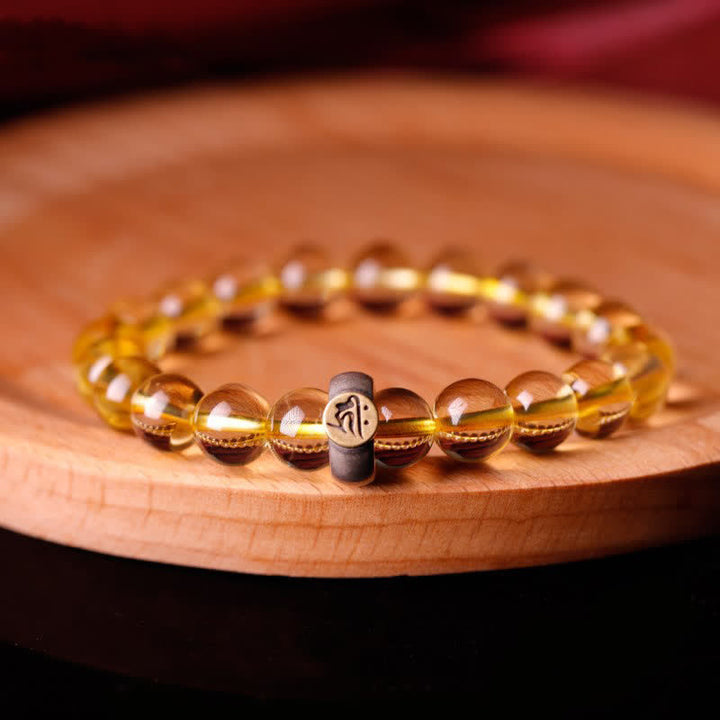 Pulsera de protección de citrino de Buda natal del zodíaco chino de plata de ley 925