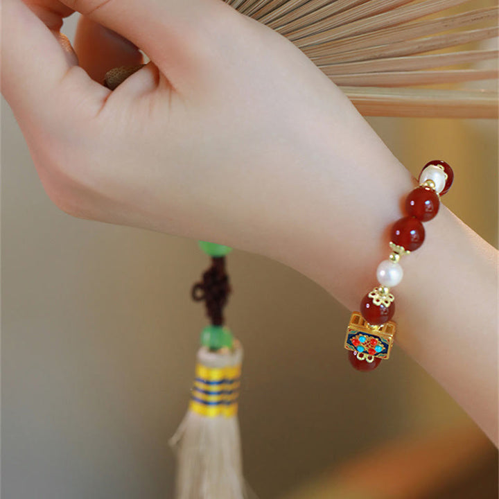 Pulsera Autoaceptación Confianza Perla Ágata Roja Buddha Stones
