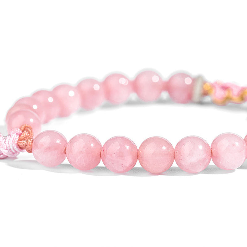 Pulsera de plata de ley 999 con Buddha Stones , ágata roja natural, cristal rosa, flor de cerezo