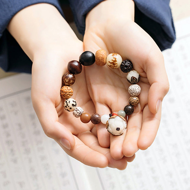 Pulsera Mala de muñeca de la paz de la sabiduría del loto de la semilla de Bodhi