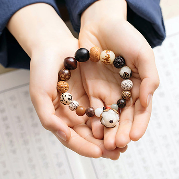 Pulsera Mala de muñeca de la paz de la sabiduría del loto de la semilla de Bodhi