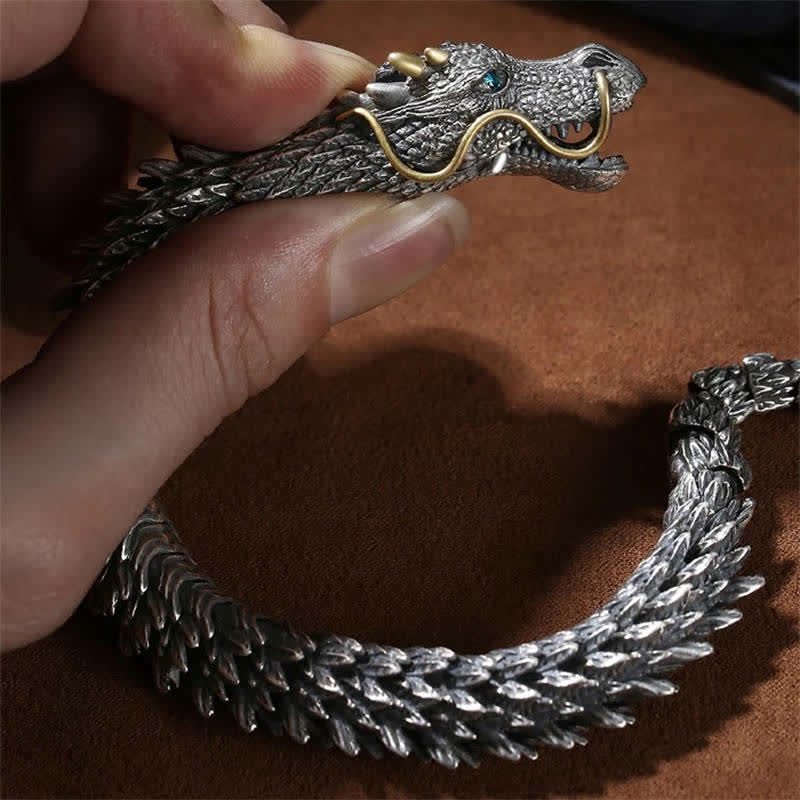 Pulsera de cadena de protección de la suerte con amuleto hecho a mano de dragón nórdico de Buddha Stones