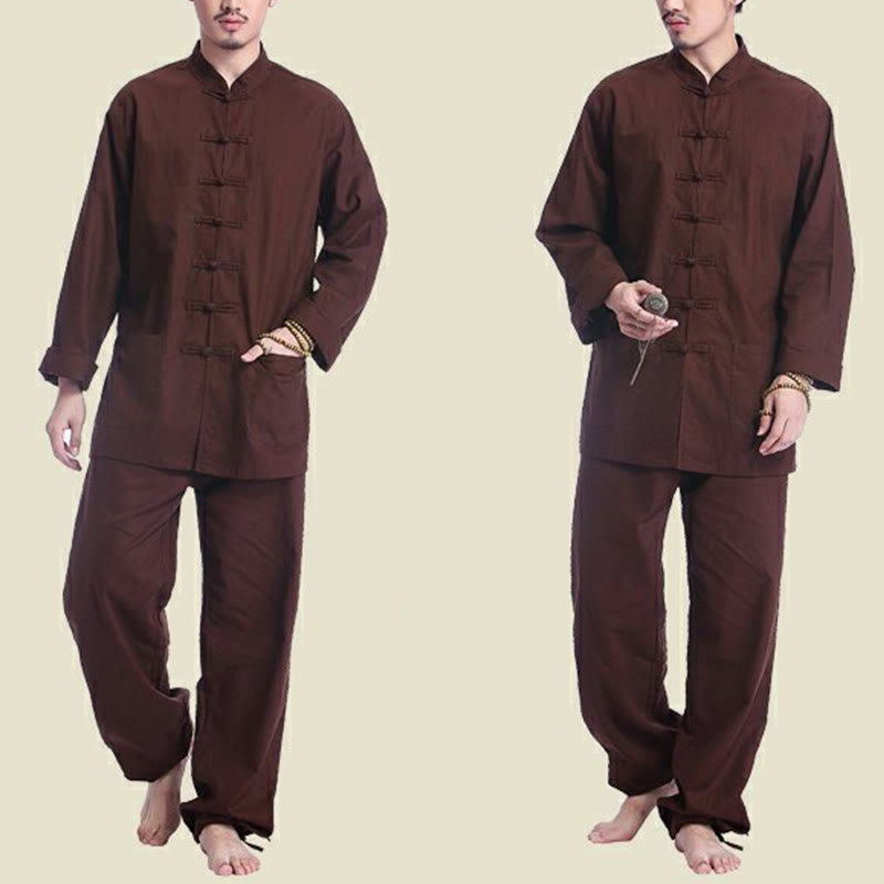 Conjunto de ropa para hombre, diseño de botones de rana china, Buddha Stones , meditación, oración, algodón, lino, espiritual, Zen, práctica de Yoga - image 15