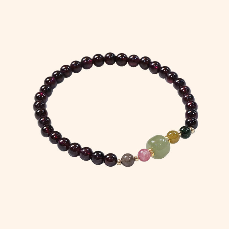 Pulsera de pasión con cuentas de turmalina y jade hetiano, granate natural, Buddha Stones
