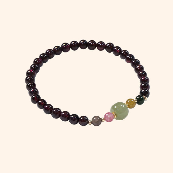 Pulsera de pasión con cuentas de turmalina y jade hetiano, granate natural, Buddha Stones