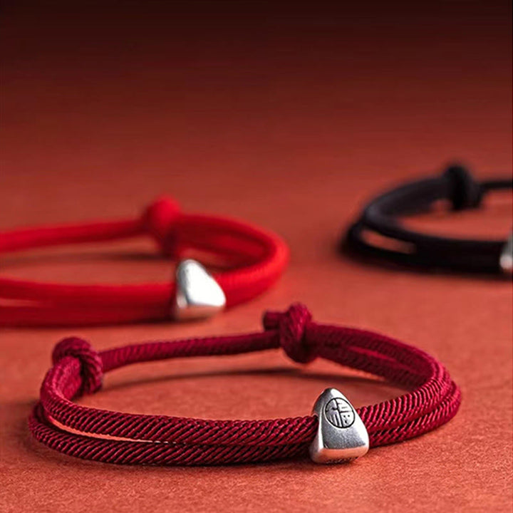 Pulsera trenzada hecha a mano con bendición de personaje Fu de plata de ley 925 con Buddha Stones - image 16