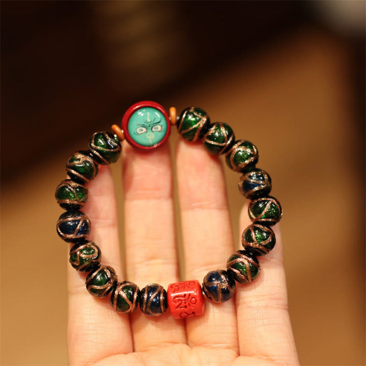 Pulsera de cuentas de la fortuna Thangka de la familia de las bestias que tragan oro tibetano, cinco dioses de la riqueza