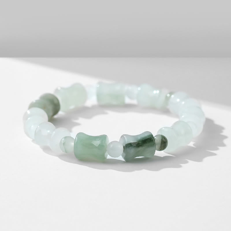 Pulsera de la suerte de la abundancia del patrón de bambú de la cáscara de coco del jade de las Buddha Stones