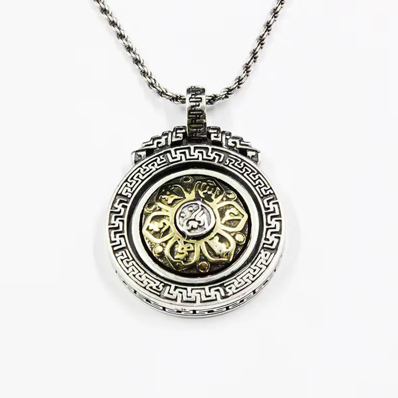 Colgante de collar de paz de pureza giratoria con Buddha Stones tibetanas Om Mani Padme Hum doble Dorje Vajra - image 6
