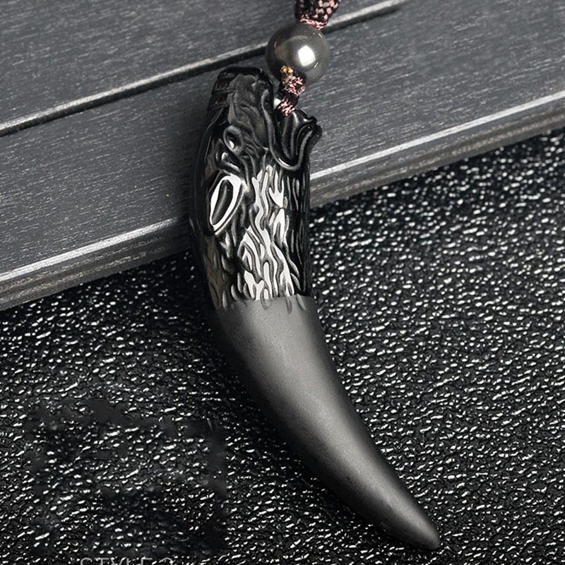 Buddha Stones, obsidiana negra Natural, obsidiana de hielo, obsidiana arcoíris, patrón de diente de lobo, colgante de collar de fuerza