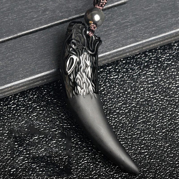 Buddha Stones, obsidiana negra Natural, obsidiana de hielo, obsidiana arcoíris, patrón de diente de lobo, colgante de collar de fuerza