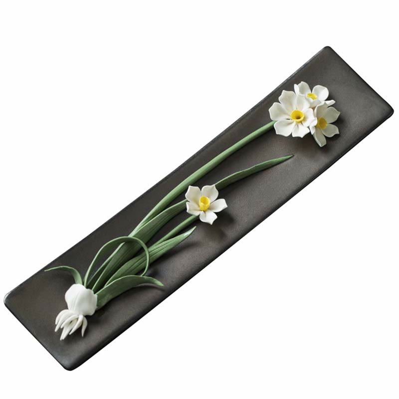 Quemador de incienso espiritual de cerámica con flor de rosa y peonía de loto