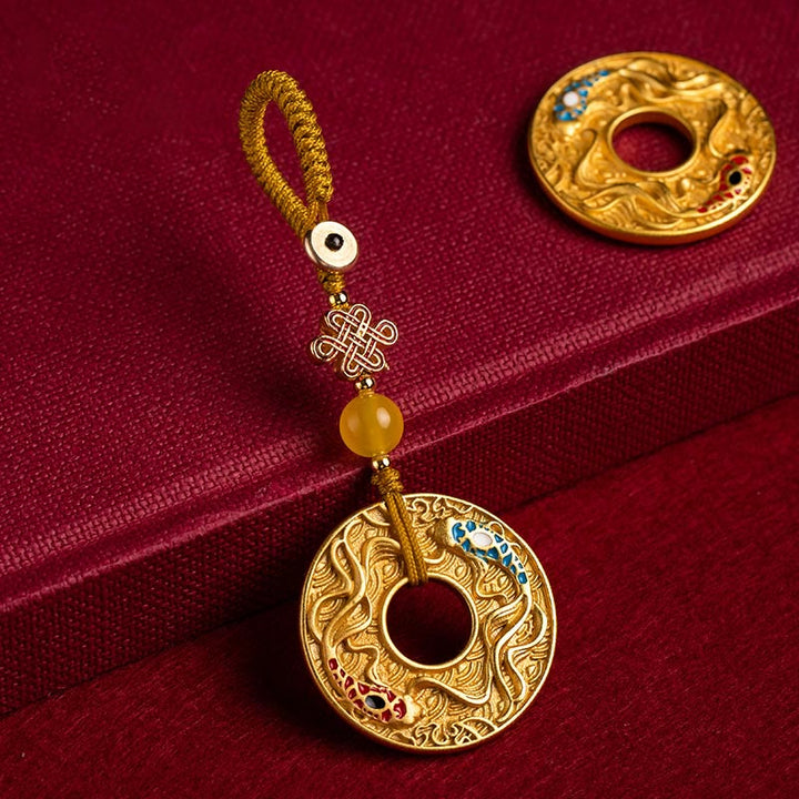 Llavero con hebilla de paz y suerte, doble pez Koi, Buddha Stones