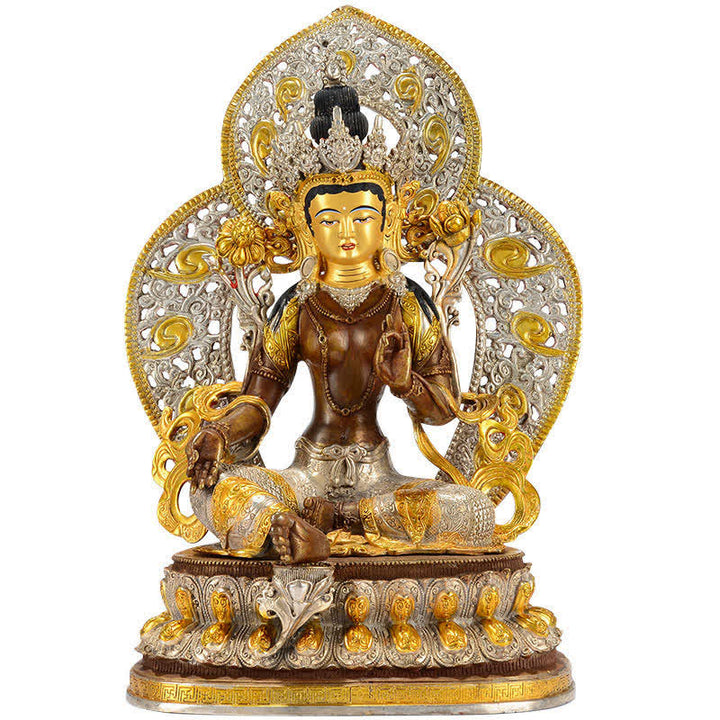 Decoración de estatua de cobre Bodhisattva Green Tara Hope