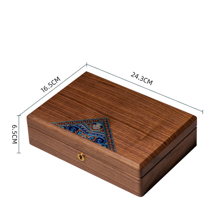 Caja de regalo de madera hecha a mano vintage de madera de nogal negro para guardar joyas