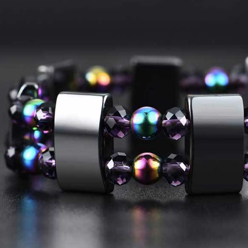 Pulsera de bienestar de hematita arcoíris con Buddha Stones