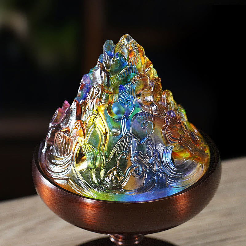 Quemador de incienso de meditación curativa Liuli Crystal Mountain
