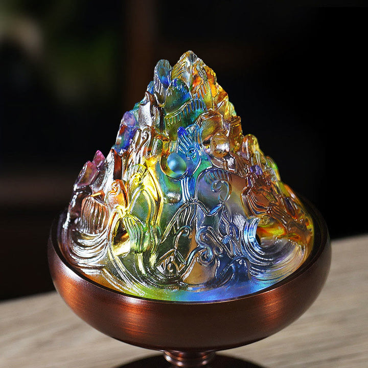 Quemador de incienso de meditación curativa Liuli Crystal Mountain